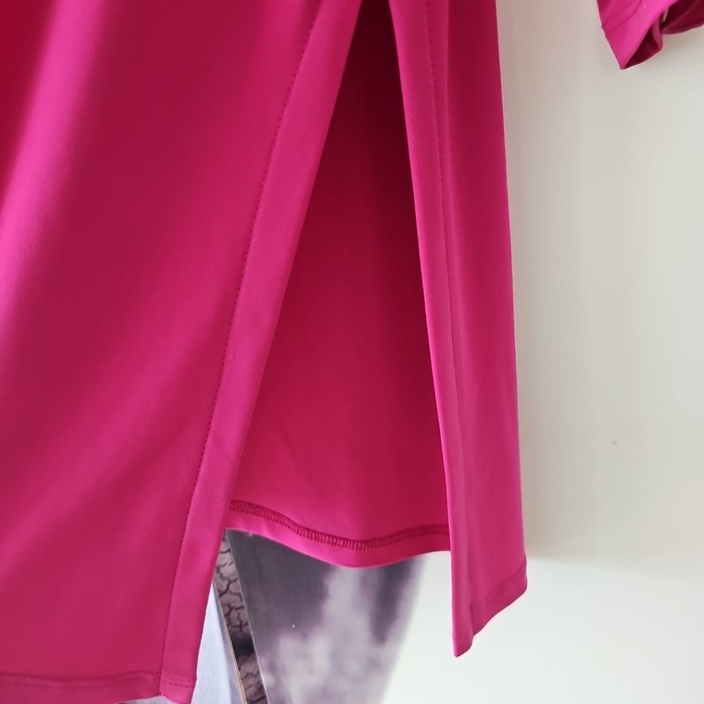 Clara Sun Woo Women's‎ Pink Scoop Neck Side Slit Ruffle Trim Sleeve Top Size L - Picture 8 of 9